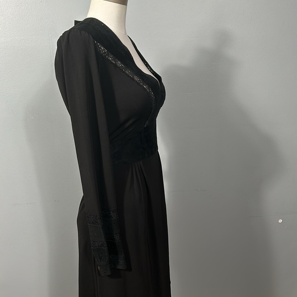 BCBGMaxAzria Black Suede Drop Waist Mini Dress size L - Picture 6 of 15